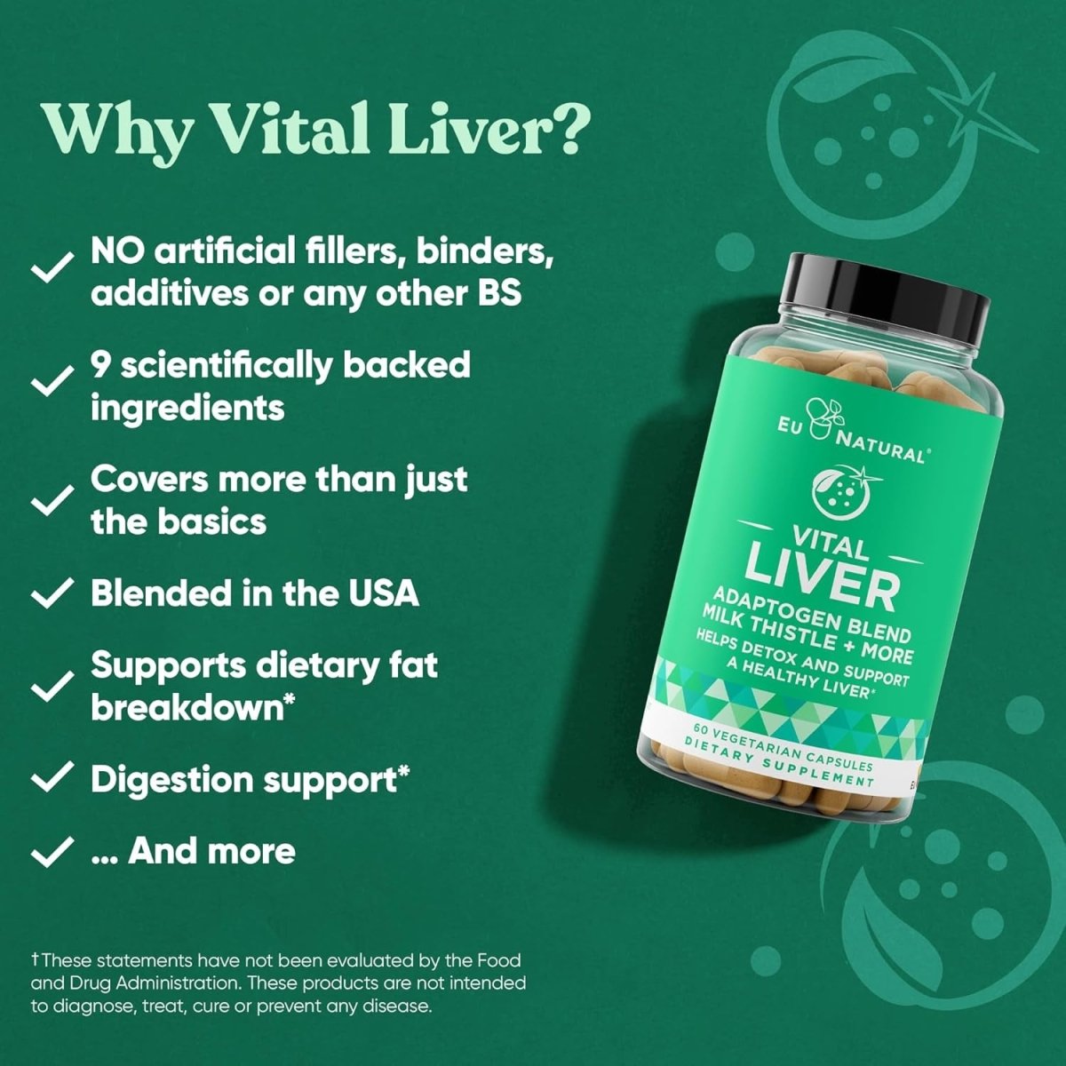 Vital Liver Cleanse Detox & Repair 9 - In - 1 Supplement 60 Ct - Suppviv