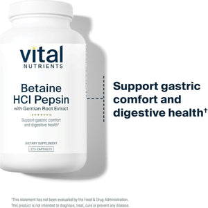 Vital Nutrients Betaine HCL Pepsin with Gentian Root Extract 225 Capsules 1 PACK - Suppviv