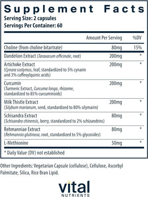 Vital Nutrients Liver Support (Vegan Supplement) Gluten, Dairy and Soy Free 120 Capsules - Suppviv