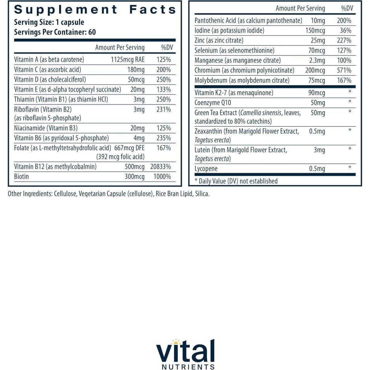 Vital Nutrients Once Daily Multivitamin 60 Capsules - Suppviv