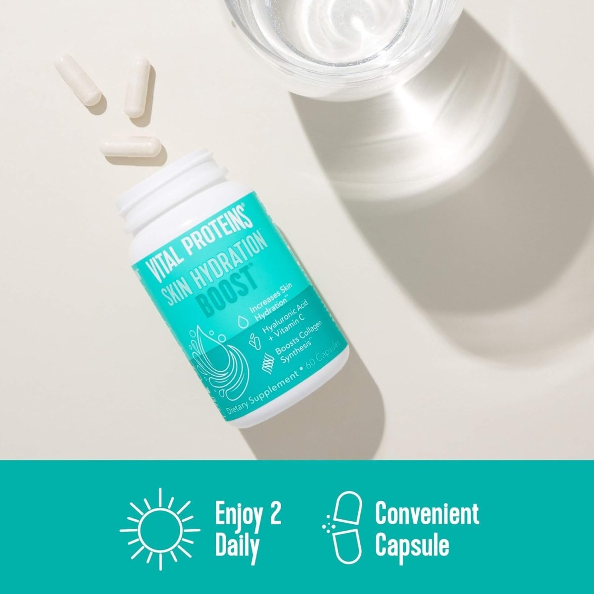 Vital Proteins Hyaluronic Acid Supplement with 120Mg of Hyaluronic Acid 150 Mcg of Biotin and 180Mg of Vitamin C - 60 Capsules - Suppviv