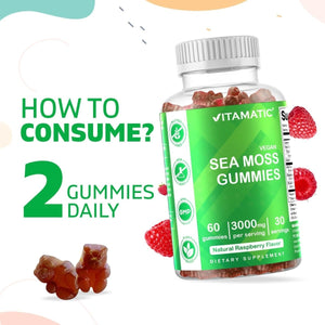 Vitamatic Irish Sea Moss Gummies - 3000 Mg - 60 Gummies - Suppviv