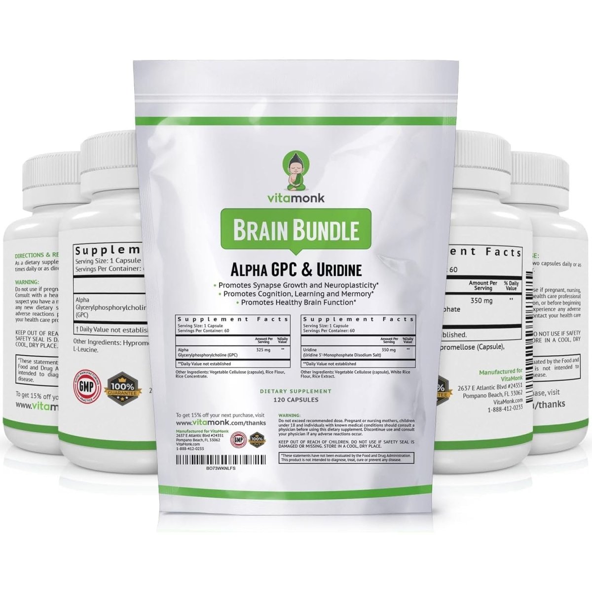 Vitamonk Alpha GPC and Uridine Stack - Mr Happy Stack - Bioavailable Choline Supplements Promote Cognition, Focus, Mental Clarity - Suppviv