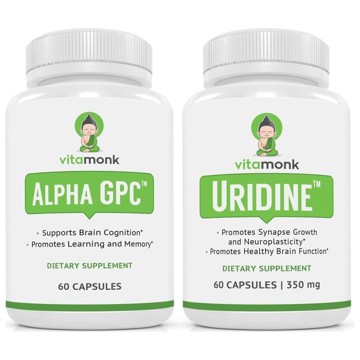 Vitamonk Alpha GPC and Uridine Stack - Mr Happy Stack - Bioavailable Choline Supplements Promote Cognition, Focus, Mental Clarity - Suppviv