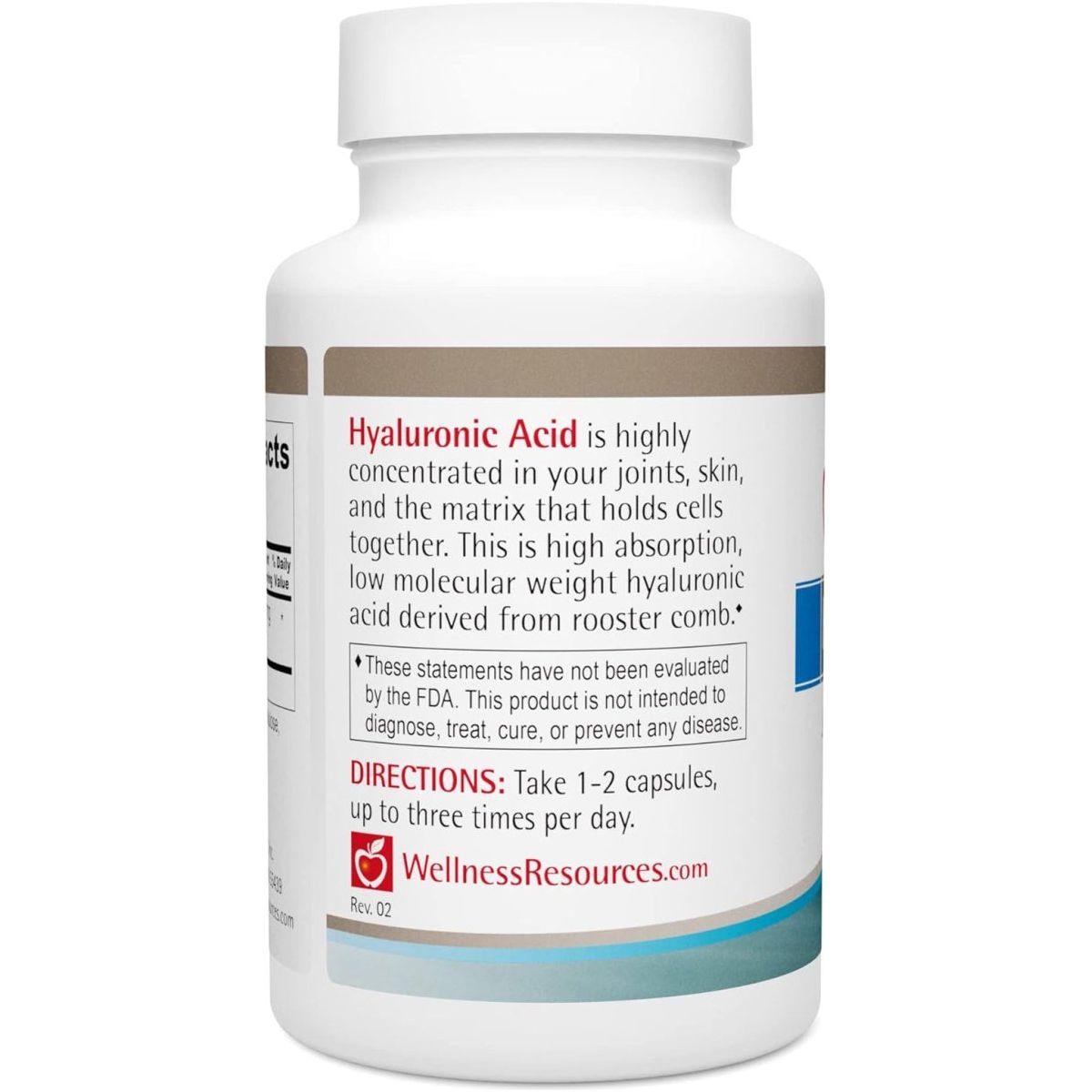 Wellness Resources Hyaluronic Acid from Rooster Comb, 100% Natural Low Molecular Weight (60 Capsules) - Suppviv