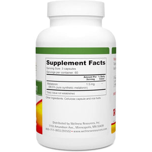 Wellness Resources Melatonin 0.5 Mg (500 Mcg) - 180 Veggie Capsules - Suppviv