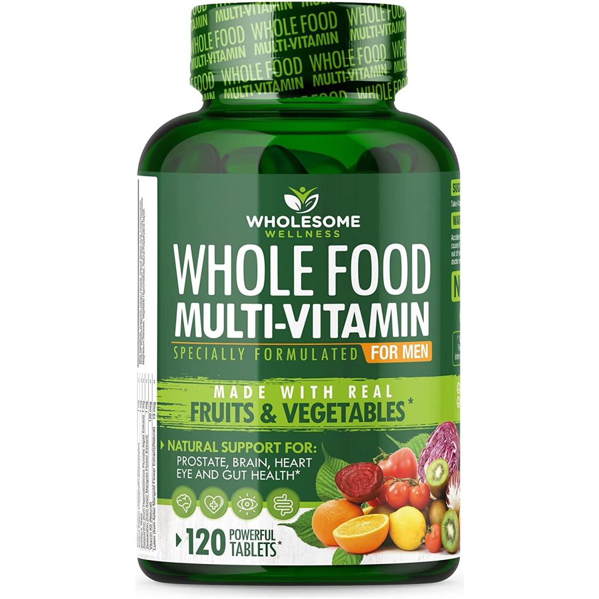 Whole Food Multivitamin for Men - Natural Multi Vitamins, Minerals, Organic Extracts (120 Tablets) - Suppviv