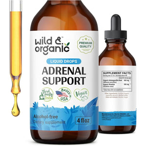 Wild & Organic Adrenal Support Drops - Natural Adrenal Support Supplement 4 Fl Oz - Suppviv