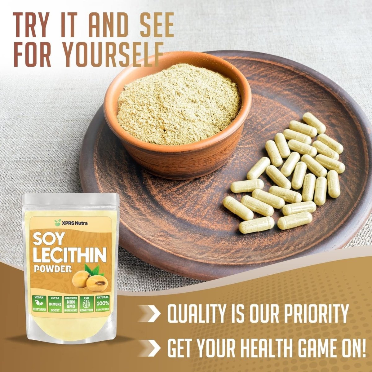 XPRS Nutra Soy Lecithin Powder - Lecithin Powder Food Grade Fat Emulsifier - (4 Oz) - Suppviv