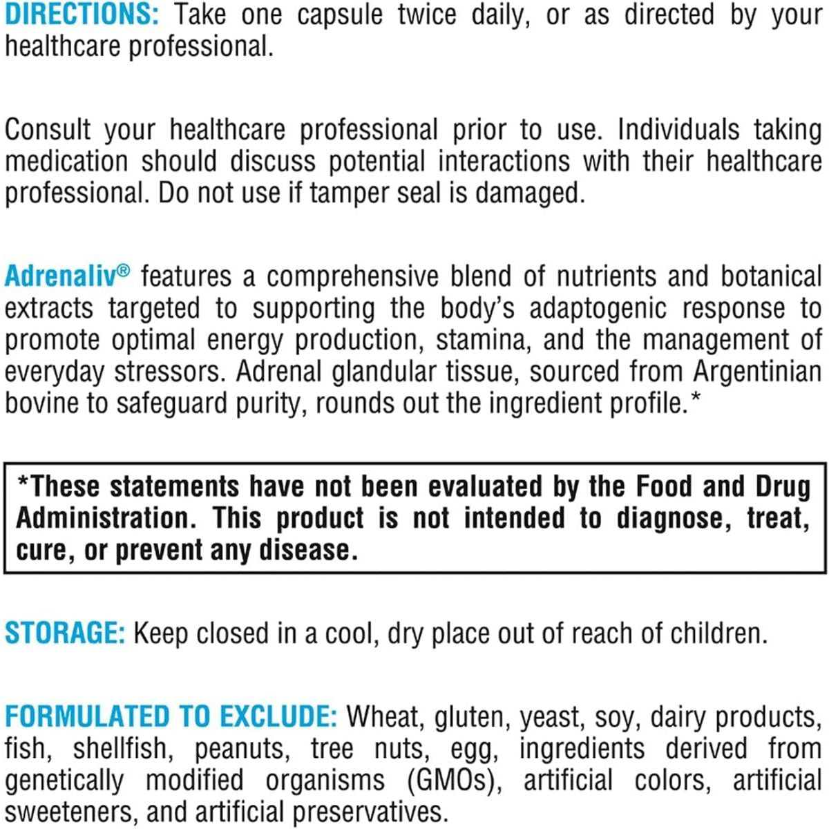 XYMOGEN Adrenaliv - Adrenal Support Supplement to Promote the Body'S Response to Stress (120 Capsules) - Suppviv