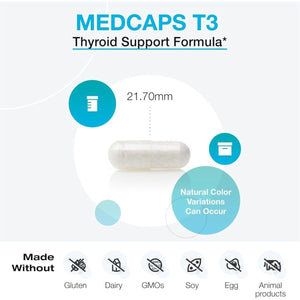 XYMOGEN Medcaps T3 - Thyroid Support with Vitamins + Herbs and Iodine Supplement (120 Capsules) - Suppviv