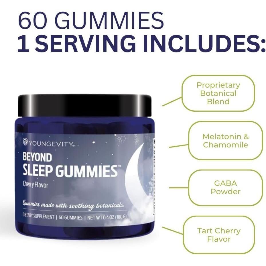 Youngevity beyond Sleep Gummies – Supports Restful Sleep and Relaxation 60 Vegan - Suppviv