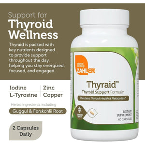 Zahler Thyraid - Thyroid Support Complex with Iodine, Zinc, Ashwagandha (60 Capsules) - Suppviv