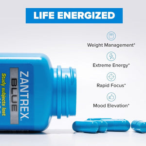 Zantrex Blue - High Energy Supplement - 300MG Natural Caffeine - Yerba Mate, Damiana, and Guarana, 60 Count - Suppviv