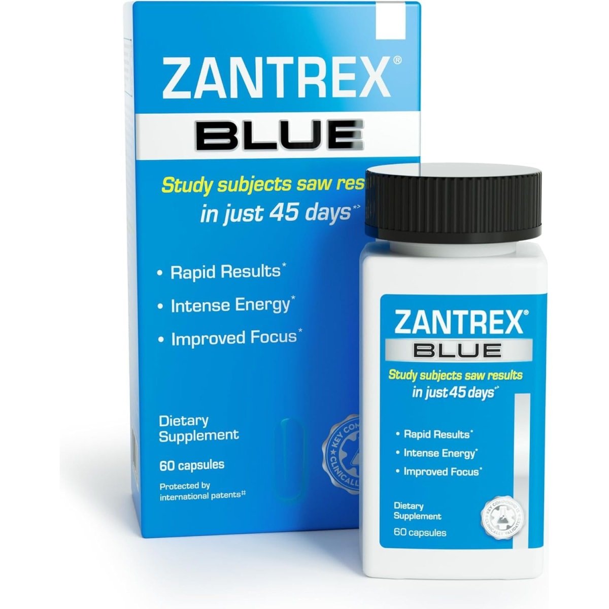 Zantrex Blue - High Energy Supplement - 300MG Natural Caffeine - Yerba Mate, Damiana, and Guarana, 60 Count - Suppviv