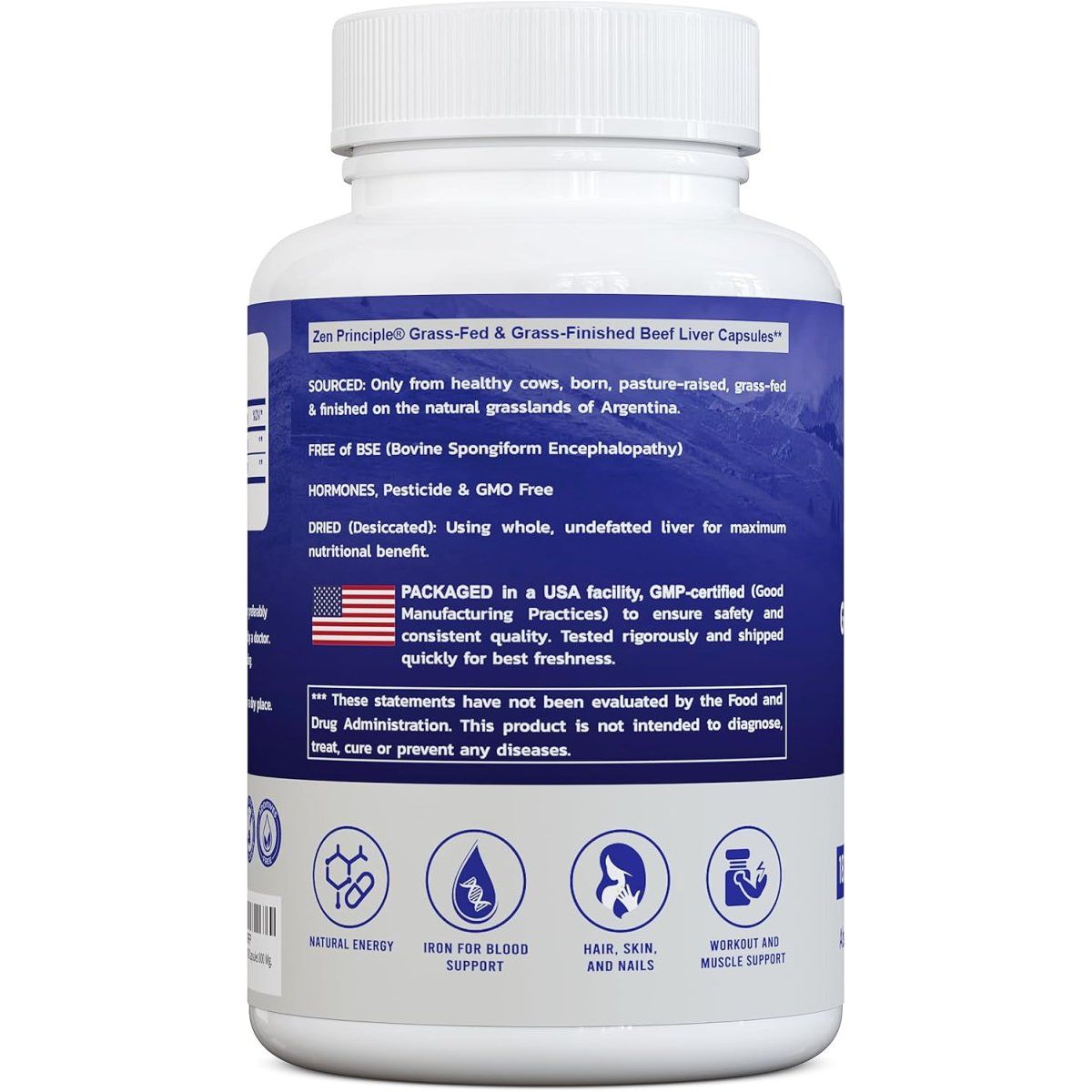 Zen Principle Ultra - Pure Desiccated Beef Liver, Grass - Fed [180 Capsules / 800 Mg] - Suppviv