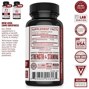 Zhou Clarity and Vitality (Formerly DHEA) 50 Mg, Hormonal Balance Formula 60 Capsules - Suppviv